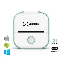 Принтер чеків UKRMARK P02GN Bluetooth, біло-зелений (900912) - мініатюра 2