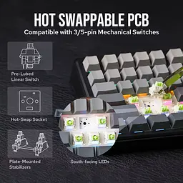 Ігрова механічна клавіатура Aula F75 Max / Три режими підключення / LEOBOG Reaper Switch, Чорний - мініатюра 9