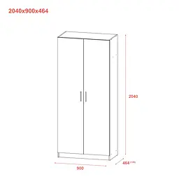 Шафа для одягу Doros Promo з полицями Сірий 2 ДСП 90х48х204 (80737770) - мініатюра 9