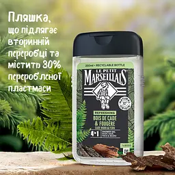 Гель для душу Le Petit Marseillais Cade Wood & Fern 4 в 1, 250 мл - мініатюра 4