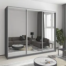 Шафа-купе тридверна MebelStar Комбо AL 3 Дзеркала 250x60x210 см Антрацит (MBS-3397)