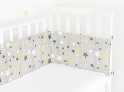 Бортики в дитяче ліжечко 30x120 YELLOW STARS, сірий (WeltBed_StarYellowGrey_Grey_30x120) - мініатюра 2