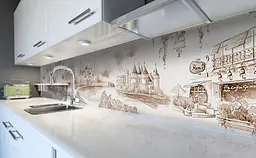 Кухонний фартух Турецький Вінтаж вінілова наклейка для кухні Архітектура замок Бежевий Happy Pocket Z181373 - мініатюра 6