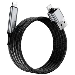 Дата кабель WIWU C085 Raptor Pro 4in1 Type-C to USB/Type-C to Lightning 240W 1.2 м Black - мініатюра 3