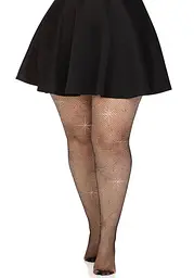Колготки Leg Avenue Rhinestone micro net tights Plus size Black, дрібна сітка, стрази - мініатюра 3