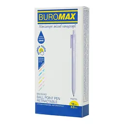 Ручка кулькова Buromax Pastel Rubber Touch синя 0.5 мм упаковка 12 шт. (BM.8242) - мініатюра 2