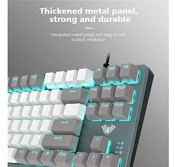 Клавіатура ігрова механічна Aula Mechanical F-3287 Grey-White Keycap KRGD Blue - мініатюра 5