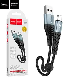 Кабель Hoco X38 Cool Charging data cable for Type-C ( L-0.25M ) Black - мініатюра 2