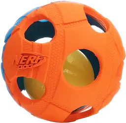 Іграшка-м'яч для собак середніх і великих порід Nerf Dog Rubber Bash Ball з LED підсвіткою