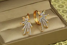 Сережки Xuping Jewelry залп із родієм 2,2 см золотисті - мініатюра 2