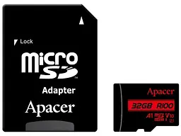 Карта пам'яті Apacer MicroSDHC UHS-I Class 10 + SD adapter 32 GB (AP32GMCSH10UB-R)