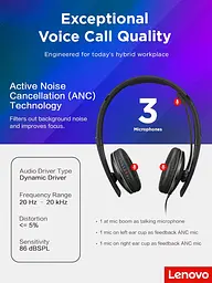 Гарнітура Lenovo Wired ANC Headset Gen 2 (Teams) - мініатюра 5