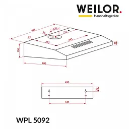 Витяжка плоска WEILOR WPL 5092 WH - мініатюра 9