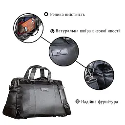 Дорожня сумка SHVIGEL 11120 чорна шкіряна - мініатюра 4