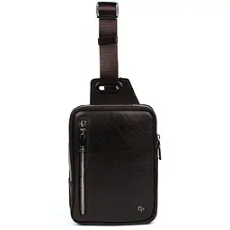 Чоловіча шкіряна сумка-слінг у коричневому кольорі. GRANDE PELLE 20х14х3.5 см sum0028222 - мініатюра 3