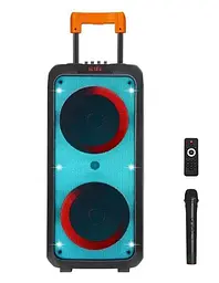 Колонка портативна акумуляторна Bluetooth 8"х2 потужність 100Вт з мікрофоном радіо пульт та світломузикою UKC NDR-1095