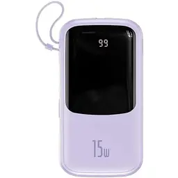 Power Bank Baseus Qpow Digital Display 10000mAh 15W with Lightning Cable (PPQD050105) Purple EU