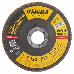 Круг зачистний Sigma пелюстковий торцевий Т27 (прямий) 125мм P120 (9172121) - мініатюра 2