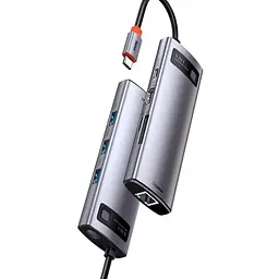 USB-хаб Baseus Metal Gleam Series 8-in-1 Multifunctional Type-C HUB Space Gray (CAHUB-CV0G) [77937] - мініатюра 4