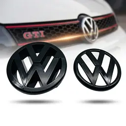 Емблема передня+задня Volkswagen Golf V (GTI) чорний глянець (Ø125 мм Ø110 мм) пластик 2 шт