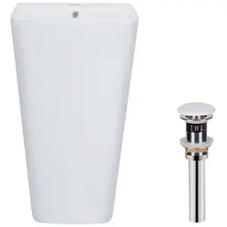 Комплект Qtap Tern: Раковина підлогова моноблок 440х380х830 мм White + Донний клапан PU02O (QT1711G302WN47320)