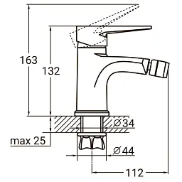 Змішувач HK Ø35 для біде на гайці AQUATICA HK-1F130C (9732500) - мініатюра 4