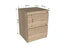 Тумбочка на 2 шухляди Moreli T-225 Ш400/В530/Г400 Антрацит-Білий - мініатюра 2