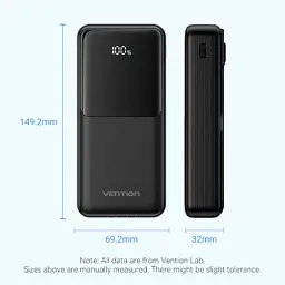 Батарея універсальна Vention 20000 mAh 22.5W with Built-in USB-C and Lightning Cables (FHPB0) - мініатюра 2