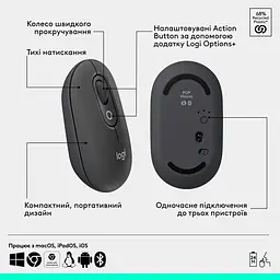 Комплект (клавіатура + миша) Logitech POP Icon Combo Bluetooth UA Graphite (920-013156) [121099] - мініатюра 13