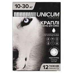 Краплі Unicum Рremium від бліх та кліщів для собак 10-30 кг 3 піпетки (UN-008) - мініатюра 2