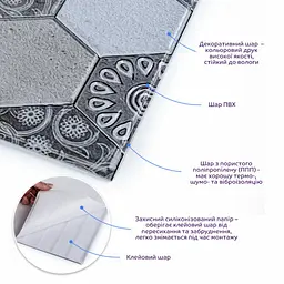 Декоративна плитка Sticker Wall ПВХ на самоклейці квадрат 300х300х5мм СПП-603 SW-00000670 - мініатюра 2