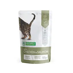 Вологий корм для котів із зайвою вагою з куркою та лососем Nature's Protection Weight control Chicken, 100г