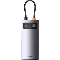Usb-хаб Baseus Metal Gleam Series 4-in-1 Multifunctional Type-C Hub Docking Сірий (Type-C to Usb3.0x3+RJ45x1）