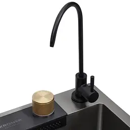 Кухонна мийка Kroner KRP KRP Schwarze - SET7545NB PVD (3.0/0.8 мм) (CV033805) - мініатюра 6