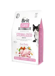 Сухий корм для стерилізованих котів з чутливим травленням Brit Care Cat GF Sterilized Sensitive з кроликом 400 г.