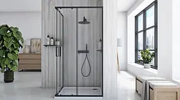 Душова кабіна Rea City 80x100 black REA-K6449, Чорний матовий, Універсальна, прозрачний, Чорний матовий - мініатюра 4