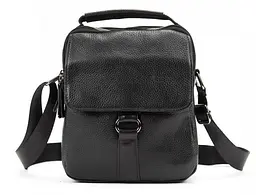 Чоловіча шкіряна сумка месенджер Tiding Bag Чорна