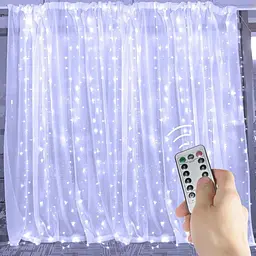 Гірлянда штора крапля роси Sun Lamp 3х3 м 300 LED з пультом і USB живленням біле світло - мініатюра 2
