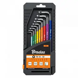 Набір ключів Bradas TORX TX 10-50 9 шт подовжені (DIY-HKT62-EL/BOX) - мініатюра 1