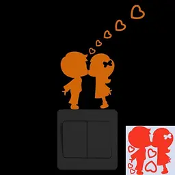 Люминесцентная оранжевая наклейка "Love is" - 7*7,5 см (наклейка набирает свет и светится в темноте)