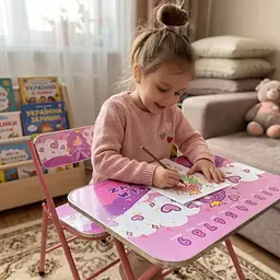 Столик складаний та стільчик Bambi фіолетовий X-399 60×45 см для малювання, ігор та занять вдома - мініатюра 2