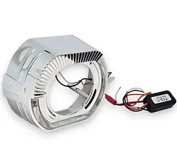 LED Маска Ангельські очі 3" D76 мм 12V 6000K BMW Білий Світло Хром Sport-L 2 шт. - мініатюра 4