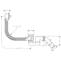 Сифон для ванни Hansgrohe Flexaplus напівавтоматичний 58141180 - мініатюра 2