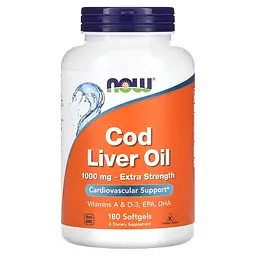 NOW Олія печінки тріски, Cod Liver Oil - 180 софтгель Now Foods