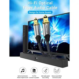 Кабель мультимедійний Optical Toslink 1.0m gray Vention (BAVHF) - мініатюра 3
