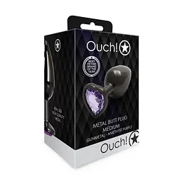 Металева анальна пробка Heart Gem, розмір M колір: чорний/фіолетовий Ouch! (Нідерланди) Ouch! OU493415 103123 - мініатюра 3