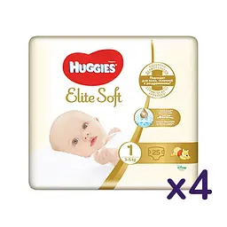Набір підгузків Huggies Elite Soft 1 (3-5 кг), 100 шт. (4 уп. по 25 шт.) - мініатюра 2