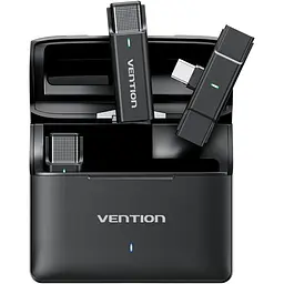 Бездротовий підвійний петличний мікрофон Vention USB-C 2-Pack Wireless Lavalier with Charging Case