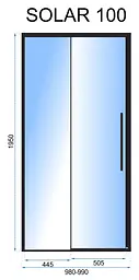 Душові двері Rea Solar black 100 REA-K6512, прозорий, чорний - мініатюра 3
