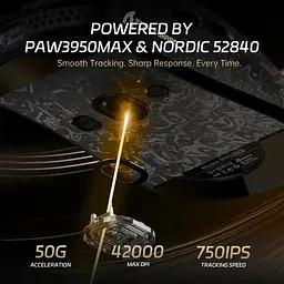 Ігрова бездротова мишка Attack Shark R11 Ultra / Три режими підключення / 42 000 DPI / Cенсор PixArt PAW3950MAX / Black - мініатюра 9